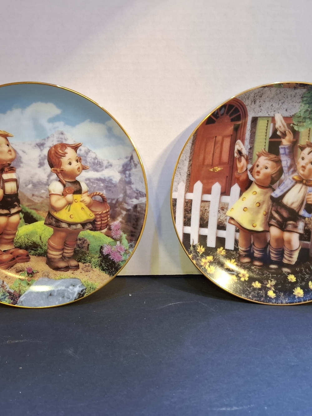 Hummel White Ceramic Collector Plates (Pair)